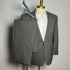 Hart Schaffner & Marx Suit Mens 38S 32x27 Brown Glen Plaid Virgin Wool 2-Button